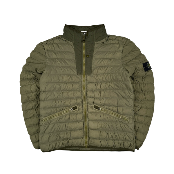 Stone island Loom factory Woven Hooded Down Puffer Jacket size medium M mens green worn