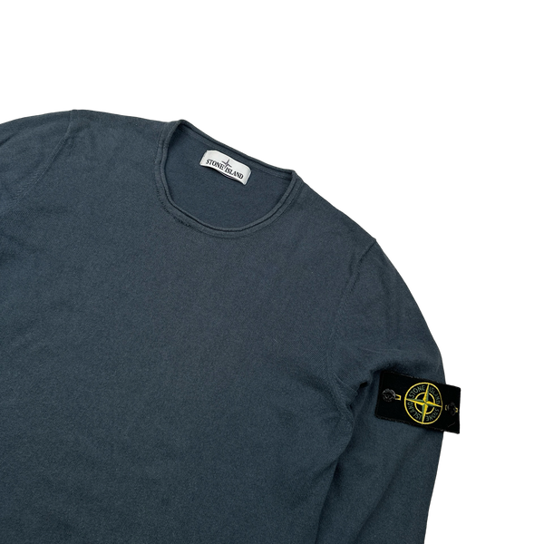 Stone Island 2018 Navy Fine Knit Cotton Crewneck Jumper - Small