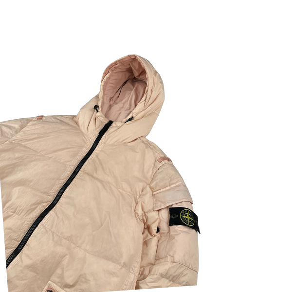 Stone Island 2022 Peach Crinkle R-NY Down Puffer Jacket - Large