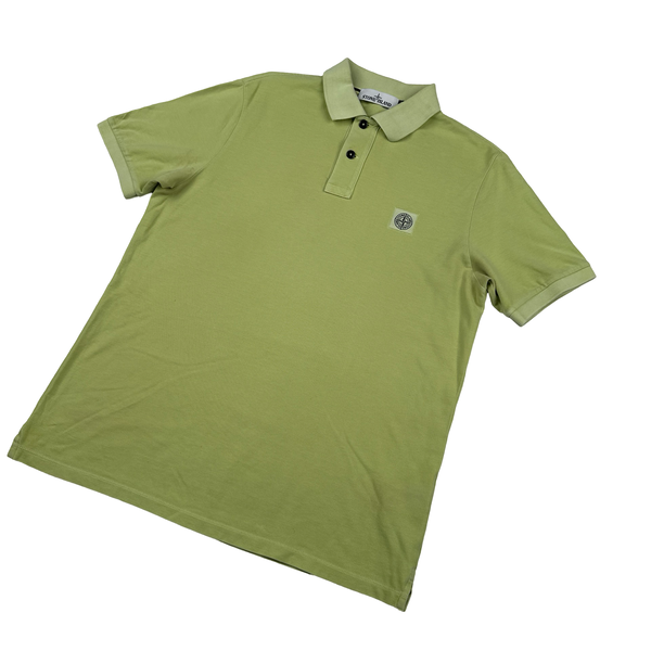Stone Island Yellow Green Polo Top - Large