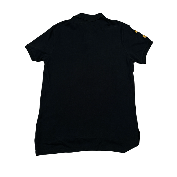 Ralph Lauren Black Cotton Gold Embroidered Big Logo Polo Shirt - Medium
