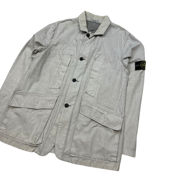 Stone Island 2006 Off White Thick Cotton Poly Coated Jacket - XL