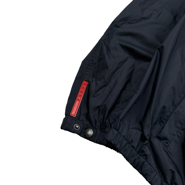 Prada Navy Nylon Red Tab Foldout Hood Jacket - Large
