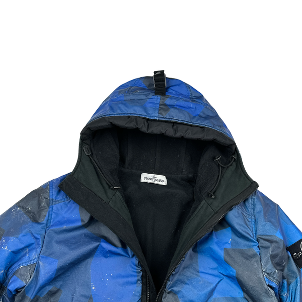 Stone Island 2012 Blue Fleece Lined 30th Anni Camo Reflective Jacket - Large