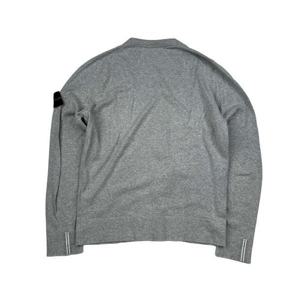 Stone Island 2019 Grey Lightweight Cotton V-Neck Knit - Small