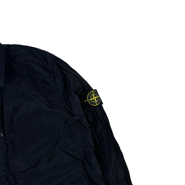 Stone Island Navy Blue Nylon Metal Shimmer Overshirt - Medium