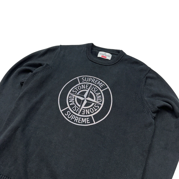 Stone Island x Supreme Thick Cotton Reflective Spellout Knit Jumper - Medium