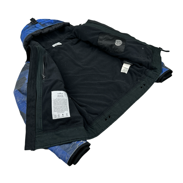Stone Island 2012 Blue Fleece Lined 30th Anni Camo Reflective Jacket - Large