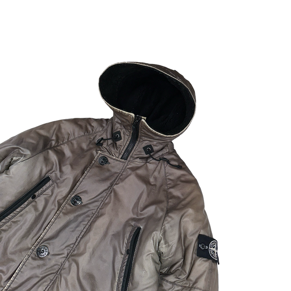 Stone Island 2012 Brown Thermo Reflective Hooded Parka Jacket - Small