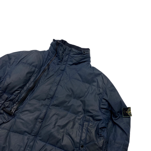 Stone Island 1999 Vintage Waxed Cotton Down Filled Jacket - Medium