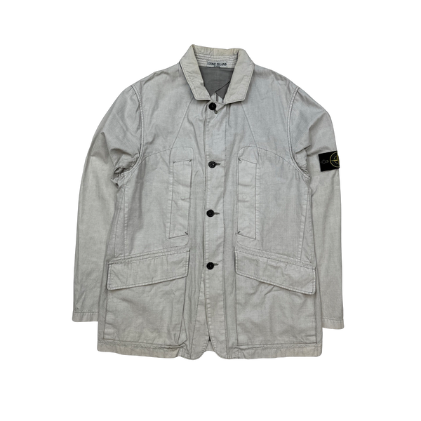 Stone Island 2006 Off White Thick Cotton Poly Coated Jacket - XL