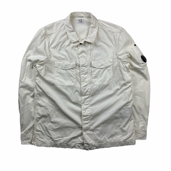 CP Company White Cotton Buttoned Overshirt - XL