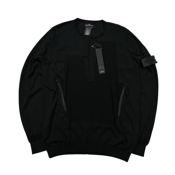 Stone Island 2018 Black Shadow Project Knitted Pocketed Quarter Zip Cr Mat s Island
