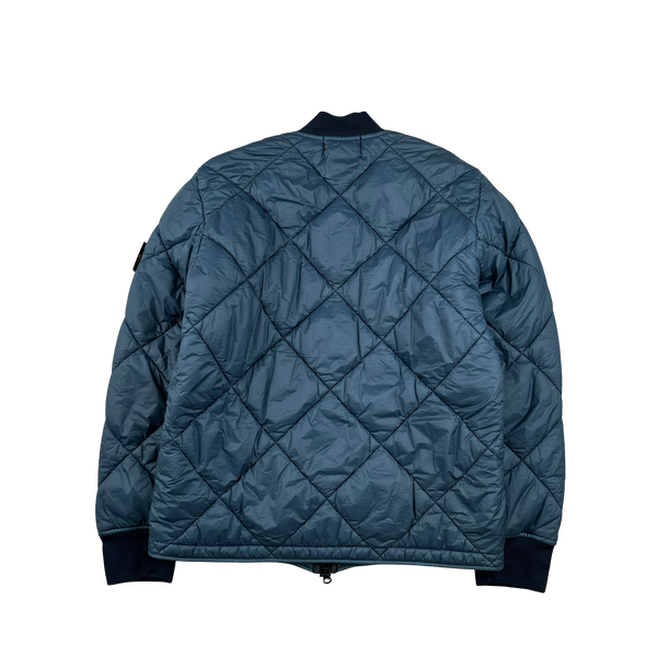 Stone Island 2018 Petrol Blue Garment Dyed Quilted Micro Yarn Jacket Mat s Island