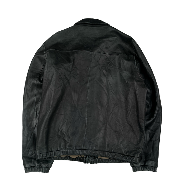 Ralph Lauren Black Heavyweight Leather Jacket - Large
