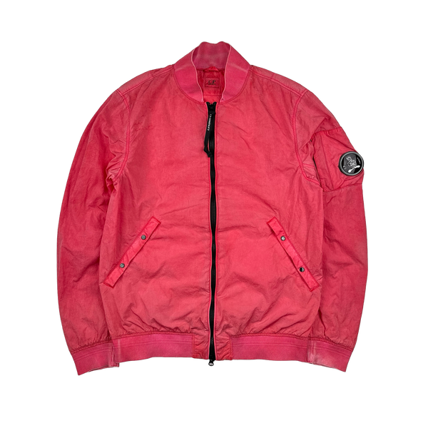 CP Company Pink Limited Edition Comics & Cars Chrome Nylon Bomber Jacket - Large