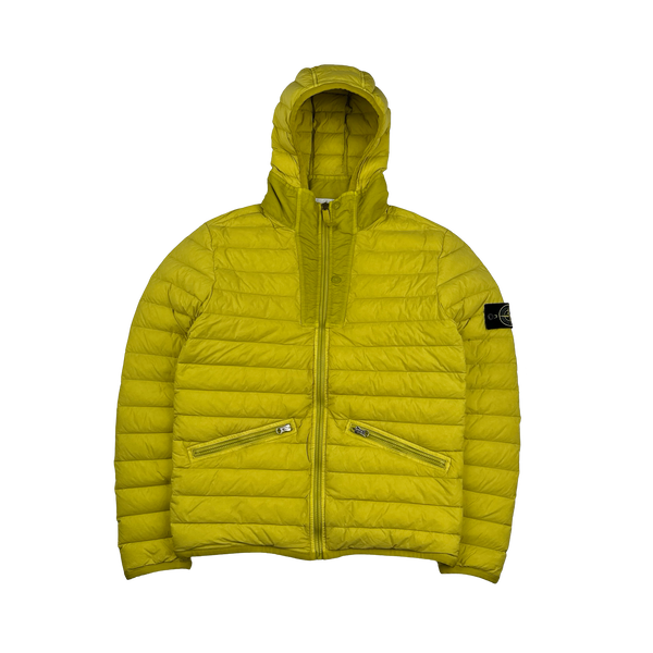 Stone Island 2019 Yellow Loom Woven Down Chambers Jacket - Medium