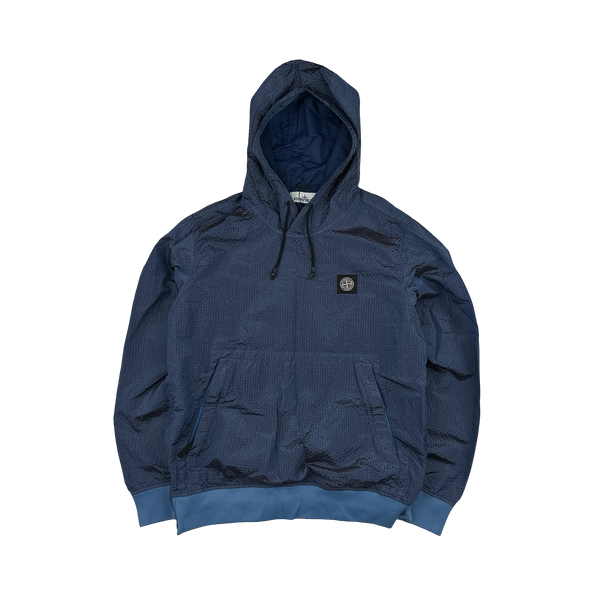 Stone Island 2020 Periwinkle 3D Effect Nylon Metal Poplin Pullover Hoo Mat s Island