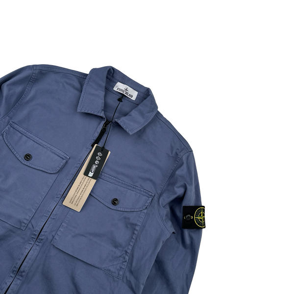Stone Island 2024 Periwinkle Cotton Double Pocket Overshirt - Small