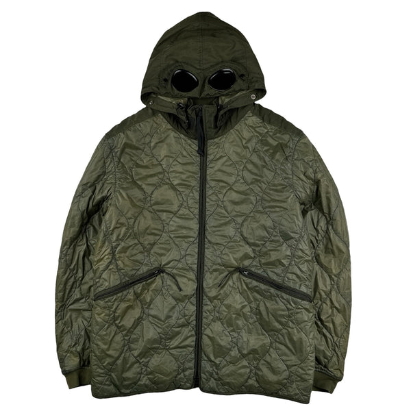 CP Company Khaki Migration Shading Quilted Goggle Jacket - XL