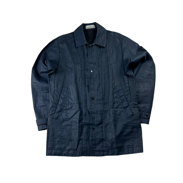 Stone Island Navy Lino Resinato TC Jacket - Small