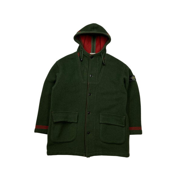 Stone Island 1988 Green And Red Montgomery Duffle Coat - Large