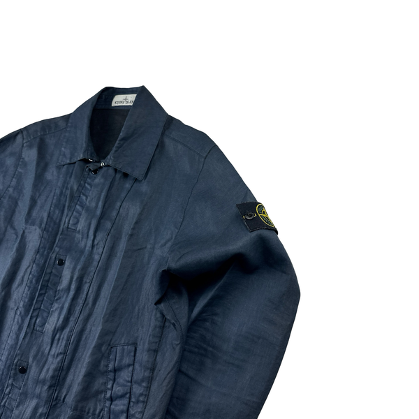 Stone Island Navy Lino Resinato TC Jacket - Small