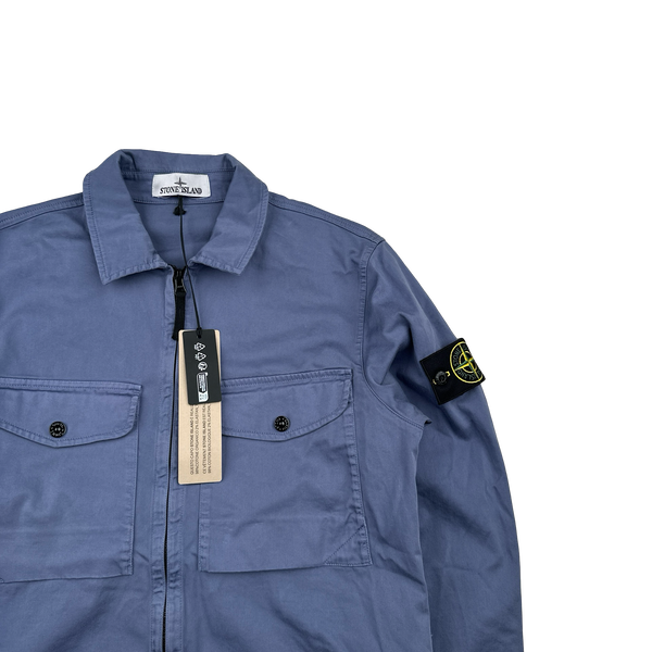 Stone Island 2024 Periwinkle Cotton Double Pocket Overshirt - Small