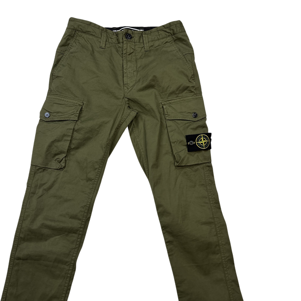 Stone Island Slim Fit Khaki Cargo Trousers - 28"