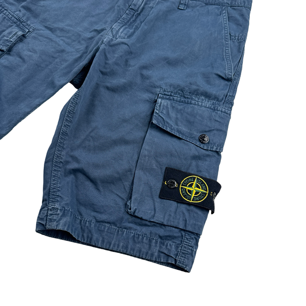 Stone Island 2020 Blue Cotton Slim Fit Cargo Shorts - Small