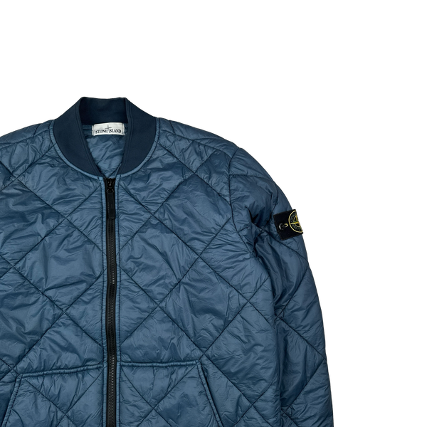 Stone Island 2018 Petrol Blue Garment Dyed Quilted Micro Yarn Jacket - Large