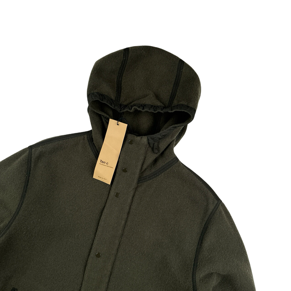 Ten C Khaki Hooded Base Liner Knit Jacket - Large