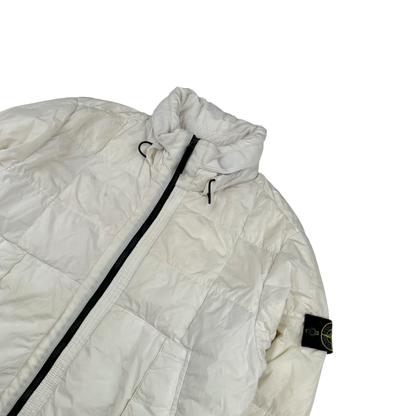 Stone Island White Garment Dyed Crinkle Reps Puffer Jacket - Medium