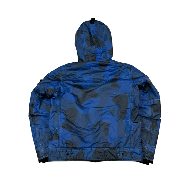 Stone Island 2012 Blue Fleece Lined 30th Anni Camo Reflective Jacket - Large