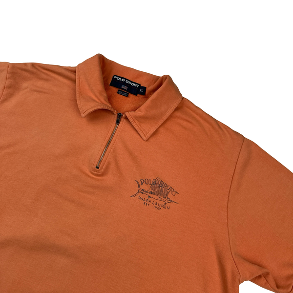 Ralph Lauren Orange Short Sleeve Polo Jumper - XL