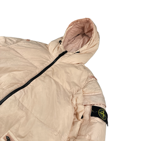 Stone Island 2022 Peach Crinkle R-NY Down Puffer Jacket - Large