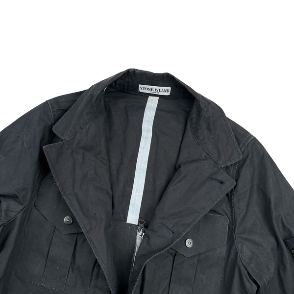 Stone Island 2007 Black Cotton Ventile Buttoned Blazer Jacket - Small