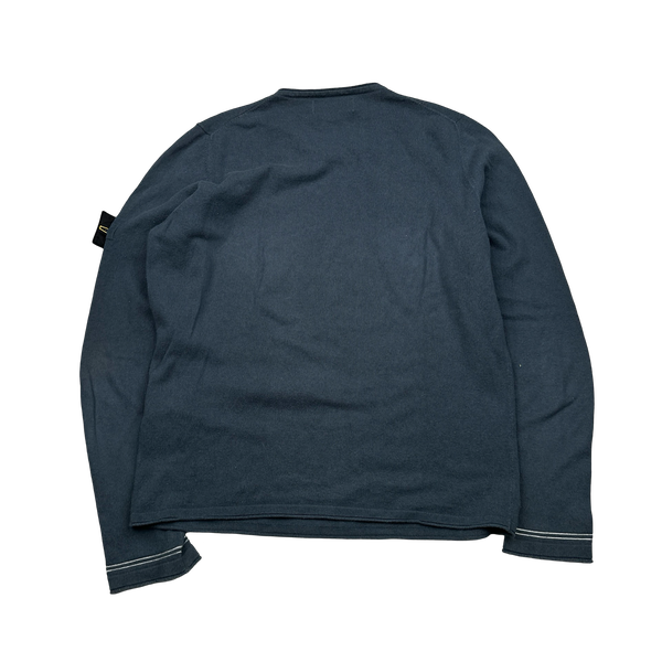 Stone Island 2018 Navy Fine Knit Cotton Crewneck Jumper - Small