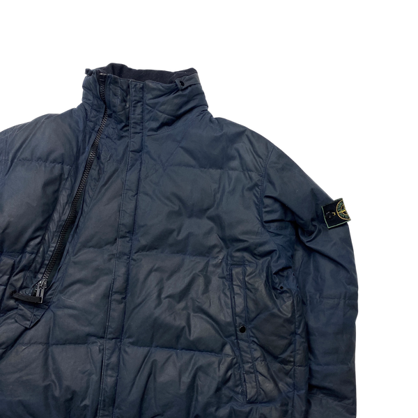 Stone Island 1999 Vintage Waxed Cotton Down Filled Jacket - Medium