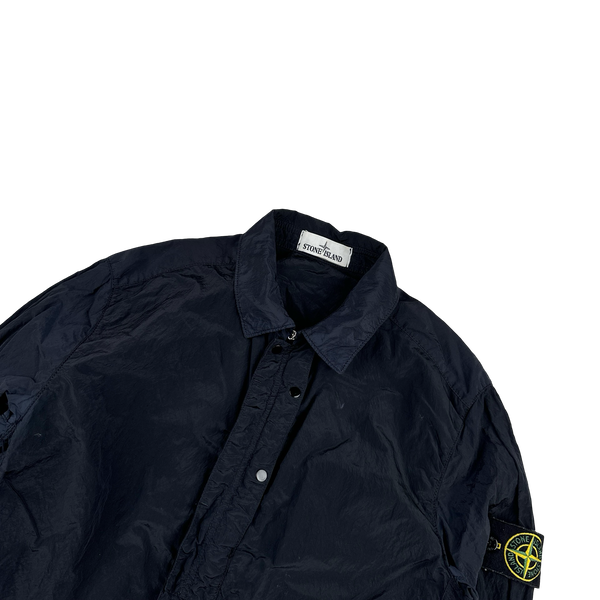 Stone Island Navy Blue Nylon Metal Shimmer Overshirt - Medium