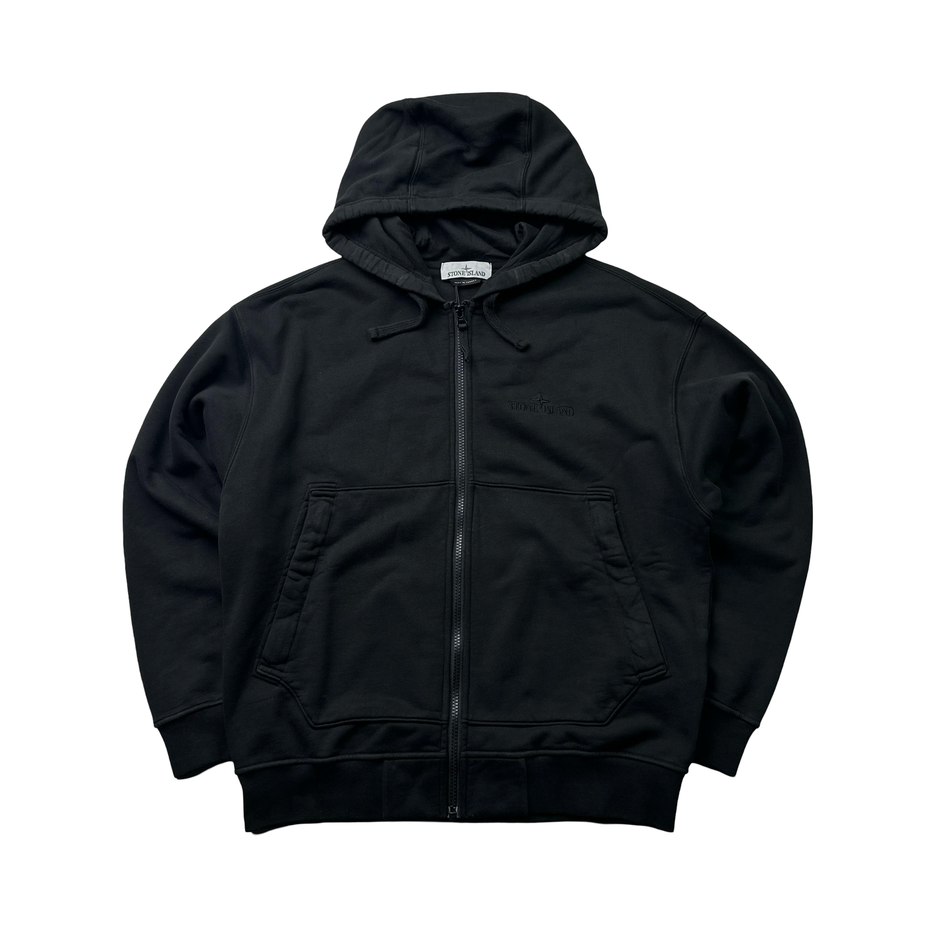 Stone island black zip up hoodie clearance