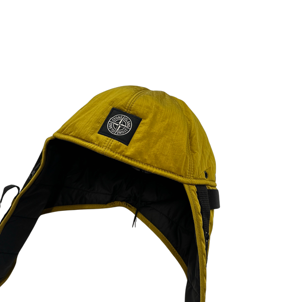 Stone Island Yellow Nylon Metal Econyl Patch Logo Mask Hat