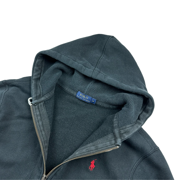 Ralph Lauren Black Thick Cotton Zipped Hoodie - Medium