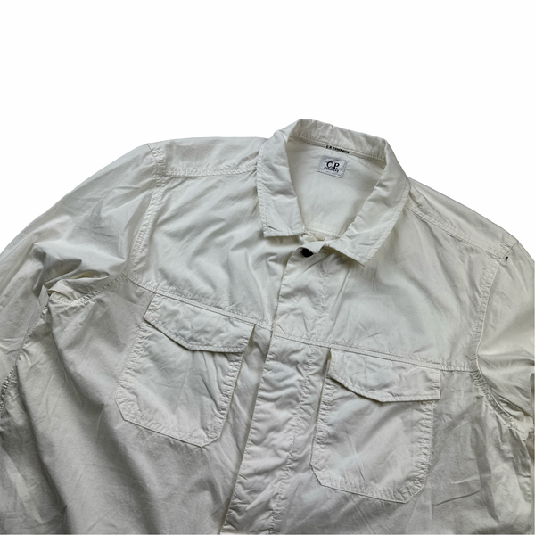 CP Company White Cotton Buttoned Overshirt - XL