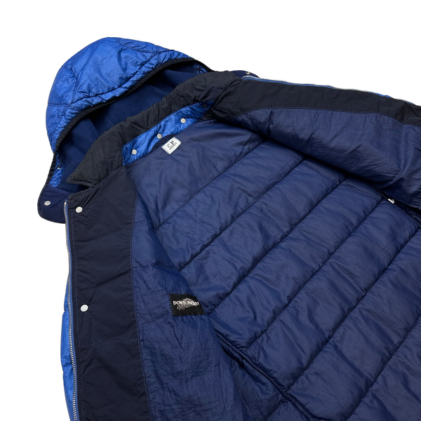 CP Company Blue Neck Tag Down Filled Puffer Jacket - Large