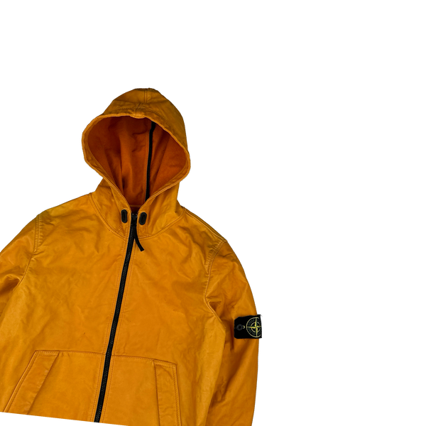 Stone Island 2014 Orange Lightweight Leather Felpa Jacket - Small