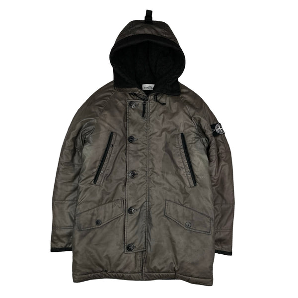 Stone Island 2012 Green Thermo Reflective Hooded Parka Jacket - Small