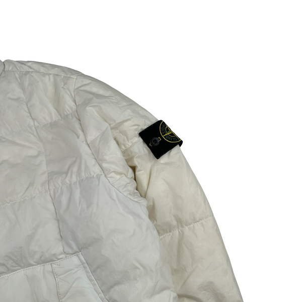 Stone Island White Garment Dyed Crinkle Reps Puffer Jacket - Medium