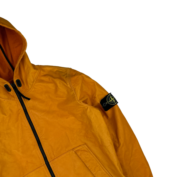 Stone Island 2014 Orange Lightweight Leather Felpa Jacket - Small