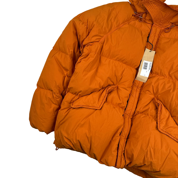 Ten C Orange Nylon Tactel Hooded Artic Down Parka Jacket - Large